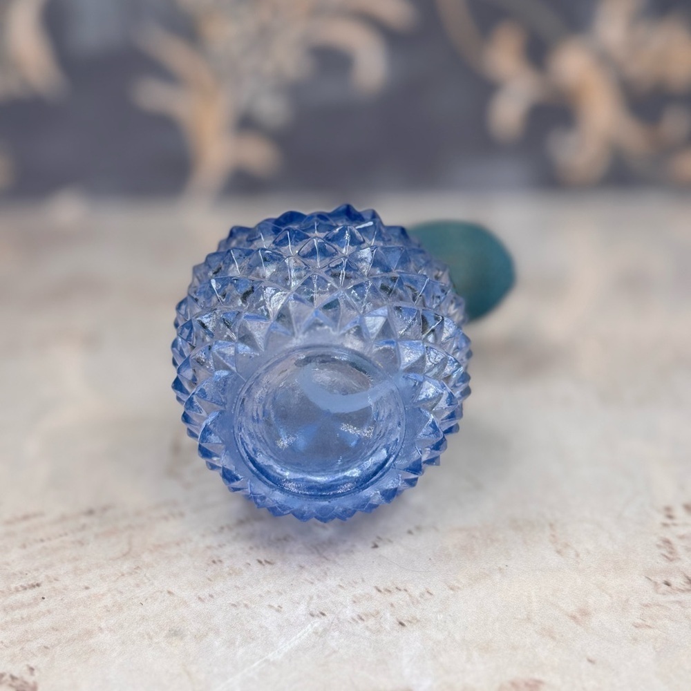 Vintage Blue Cut Glass Perfume Bottle Atomizer Brass Pump Estate - Picture 7 of 10